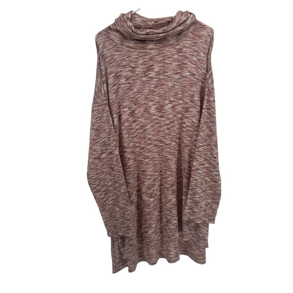 Cafe Marrakesh‎ Womens Size 3XL Space Dye Rib Turtle Neck Sweater Pink & White